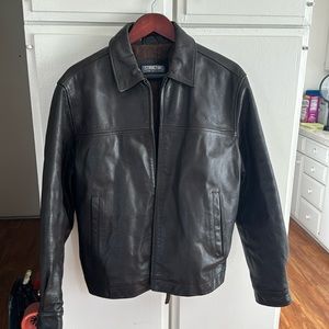 Brown leather jacket. Genuine leather